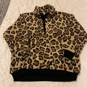 EXPRESS Cheetah print half Sherpa jacket